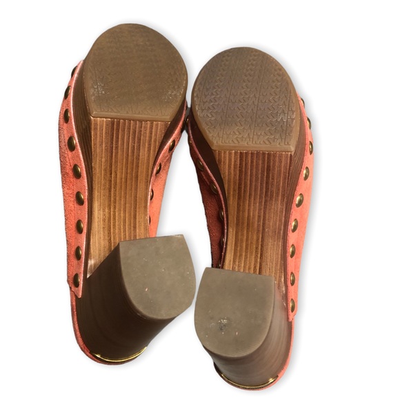 MICHAEL Michael Kors Westley Mule Suede Cinnamon Platform Stacked Heels  9 M - Picture 12 of 16